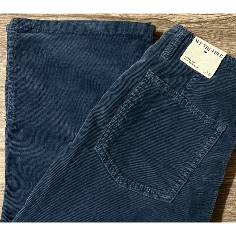 We The Free NWT Level Up Slit Bootcut Mid Rise Corduroy Dark Teal Pant SZ 26x32